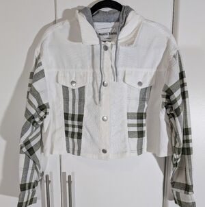 Reserve Fairfax Cropped Hooded Jacket  Green/White Size Medium